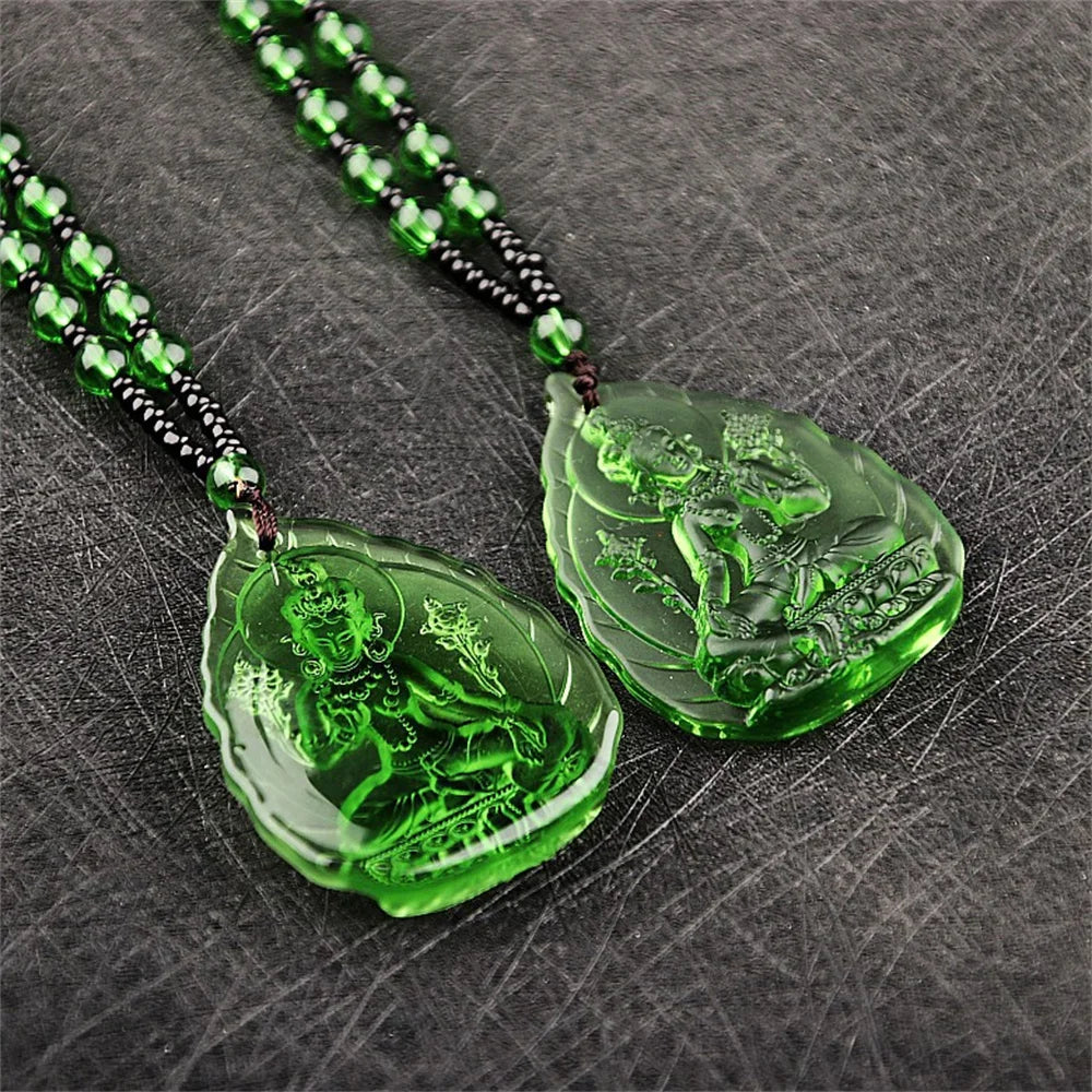 Ice Green Crystal Lotus Pendant By Tinkers - Aura Balance