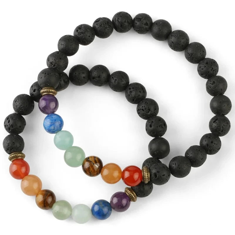 Handcrafted Natural Tiger Eye 7 Chakra Bracelet for Women by Tinkers - Healing Energy and Balance
