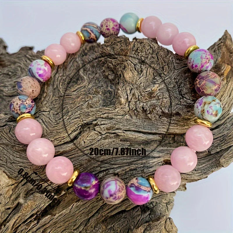 Tinkers Attract Love Bracelet Colorful Imperial Jasper Rose Quartz - Apparel & Accessories > Jewelry > Bracelets