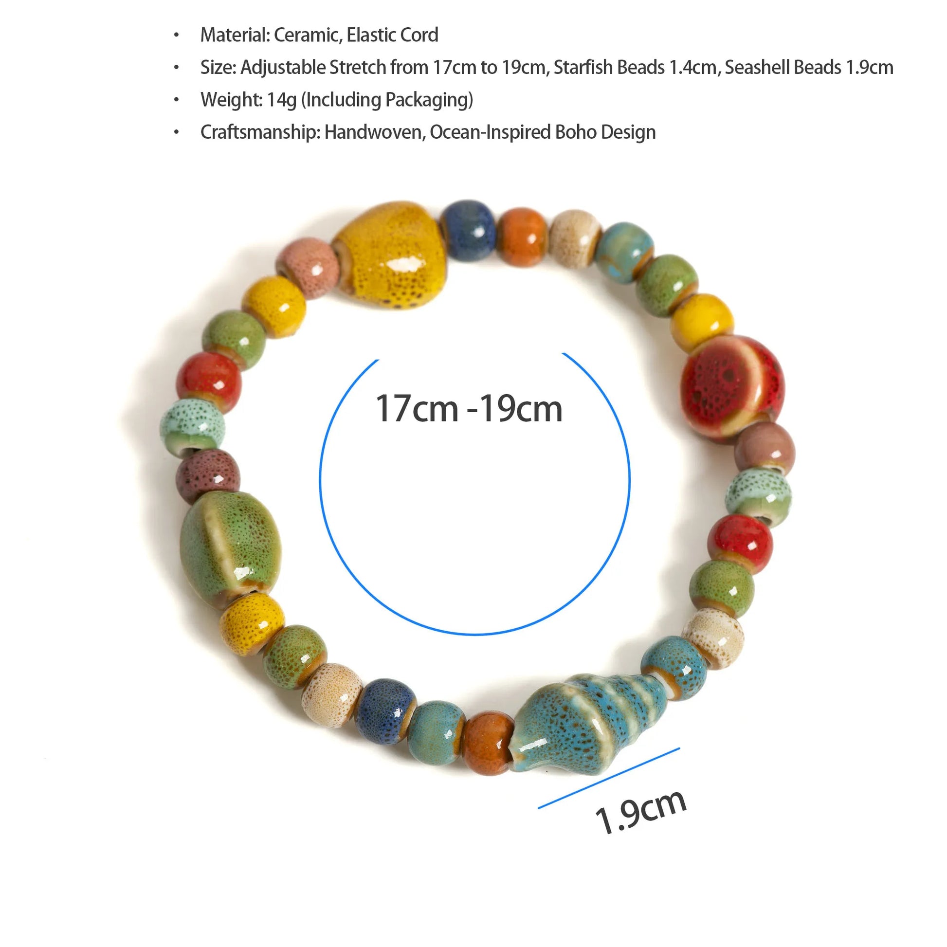 Tinkers Tinkers Ceramic Beaded Bracelet Starfish Seashell Exclusive -