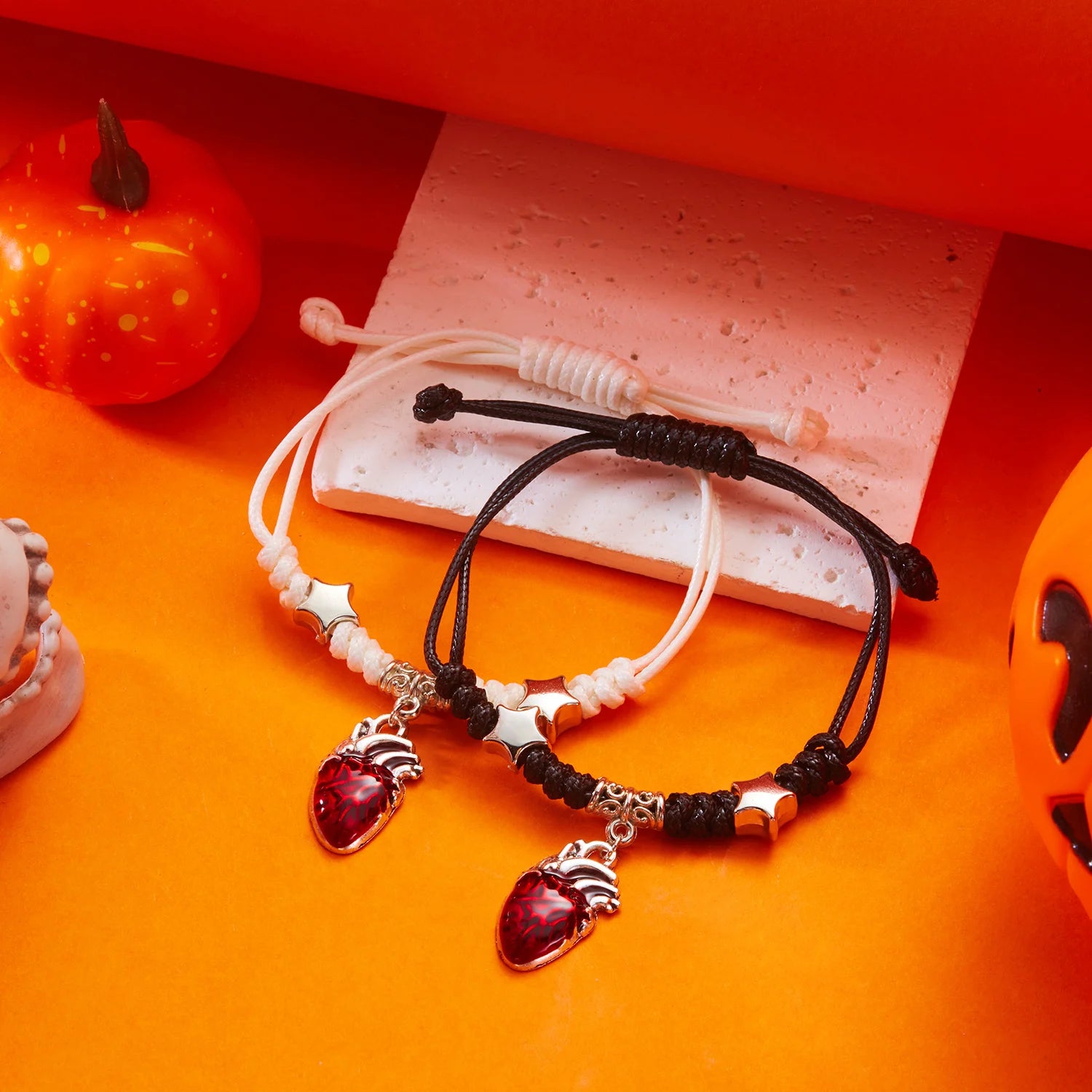 Red Heart Pendant Couple Bracelets Healing Love Gift