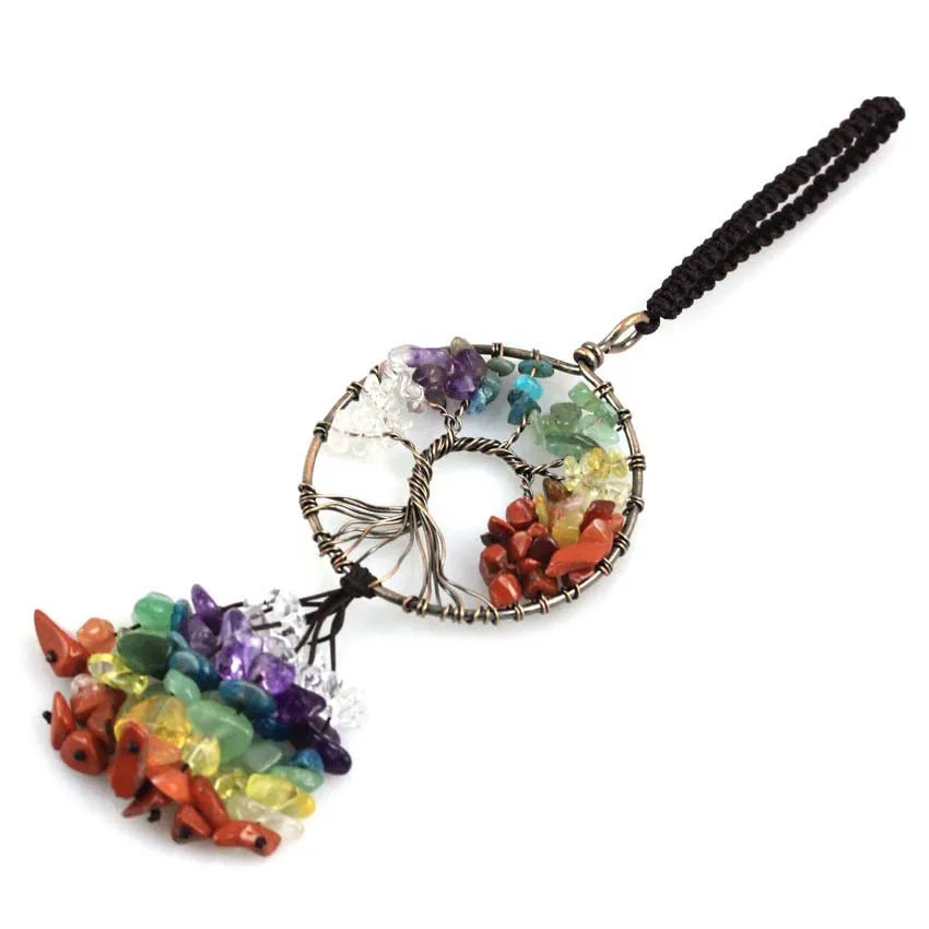 Natural Chakra Crystal Pendant – Tree of Life Gemstone Charm
