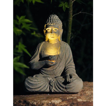 Tinkers Resin Solar Buddha Statue Garden Light Outdoor Front Porch -