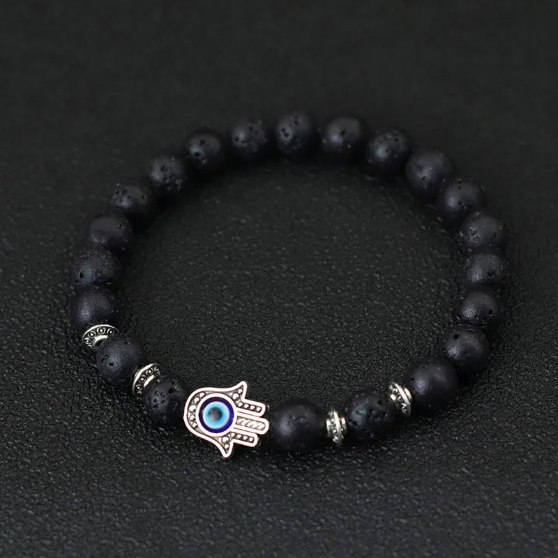 Tinkers Turkey Evil Eye Beaded Bracelet 8mm Lava Stone Lapis Lazuli - Apparel & Accessories > Jewelry > Bracelets