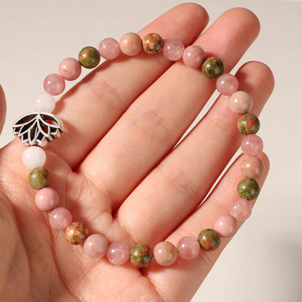 Braccialetto curativo Tinkers Pink Zebra Jasper 7 Chakra