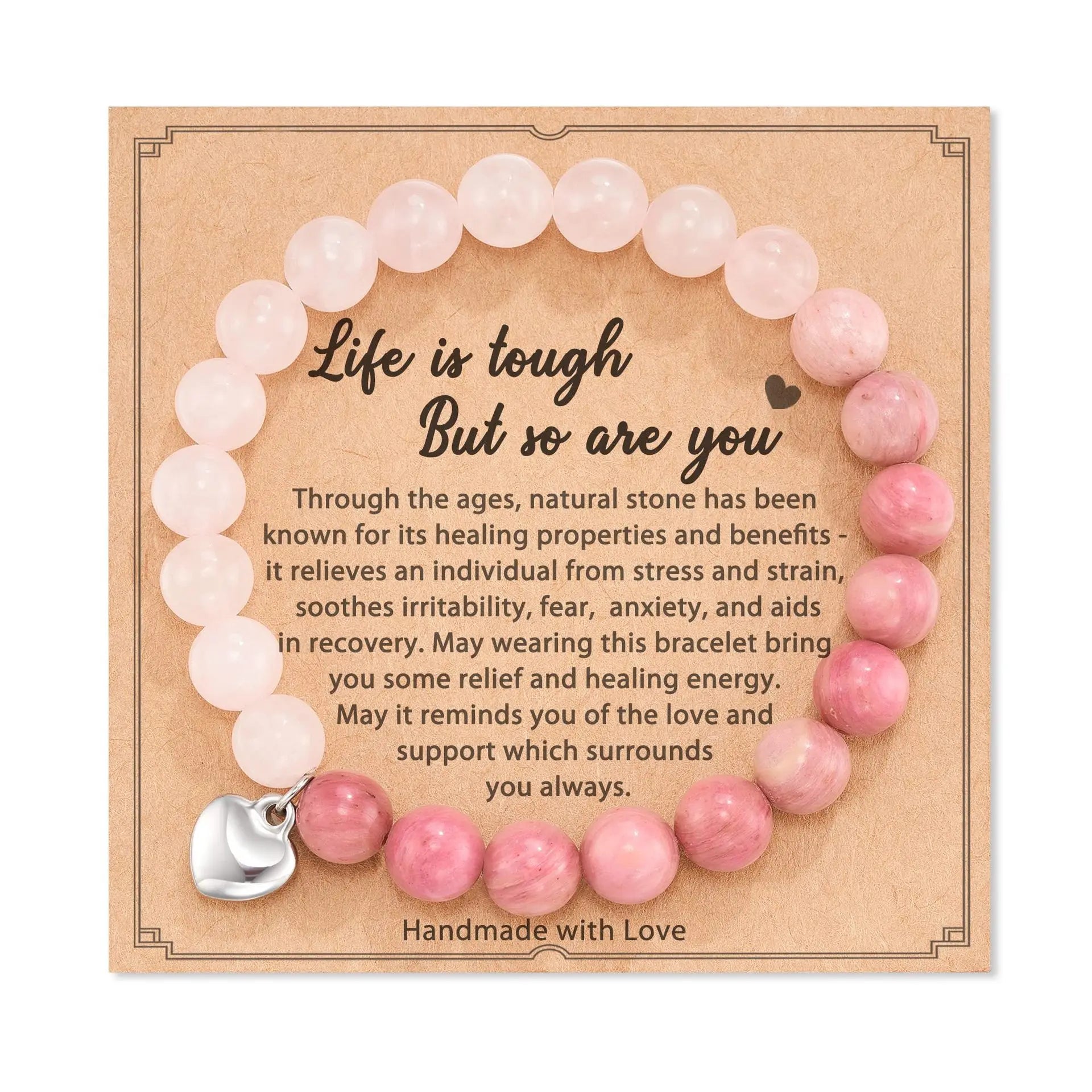 Tinkers Pink Zebra Bead Bracelet Crystal Stone Healing Mood Tracker - Apparel & Accessories > Jewelry > Bracelets
