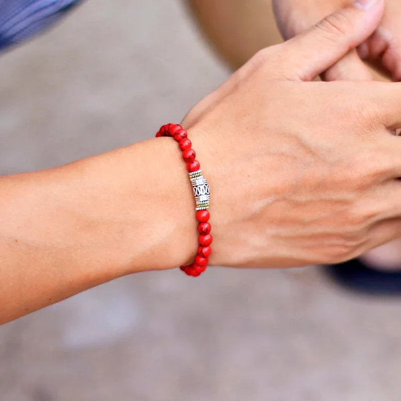 Men’s Stone Bead Mantra Bracelet — Howlite, Lava & Tiger Eye