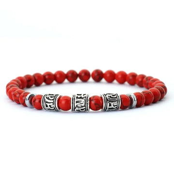 Men’s Stone Bead Mantra Bracelet — Howlite, Lava & Tiger Eye