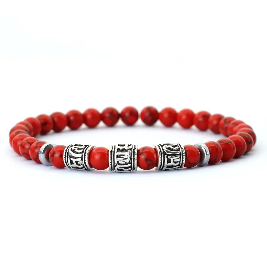 Men’s Stone Bead Mantra Bracelet — Howlite, Lava & Tiger Eye