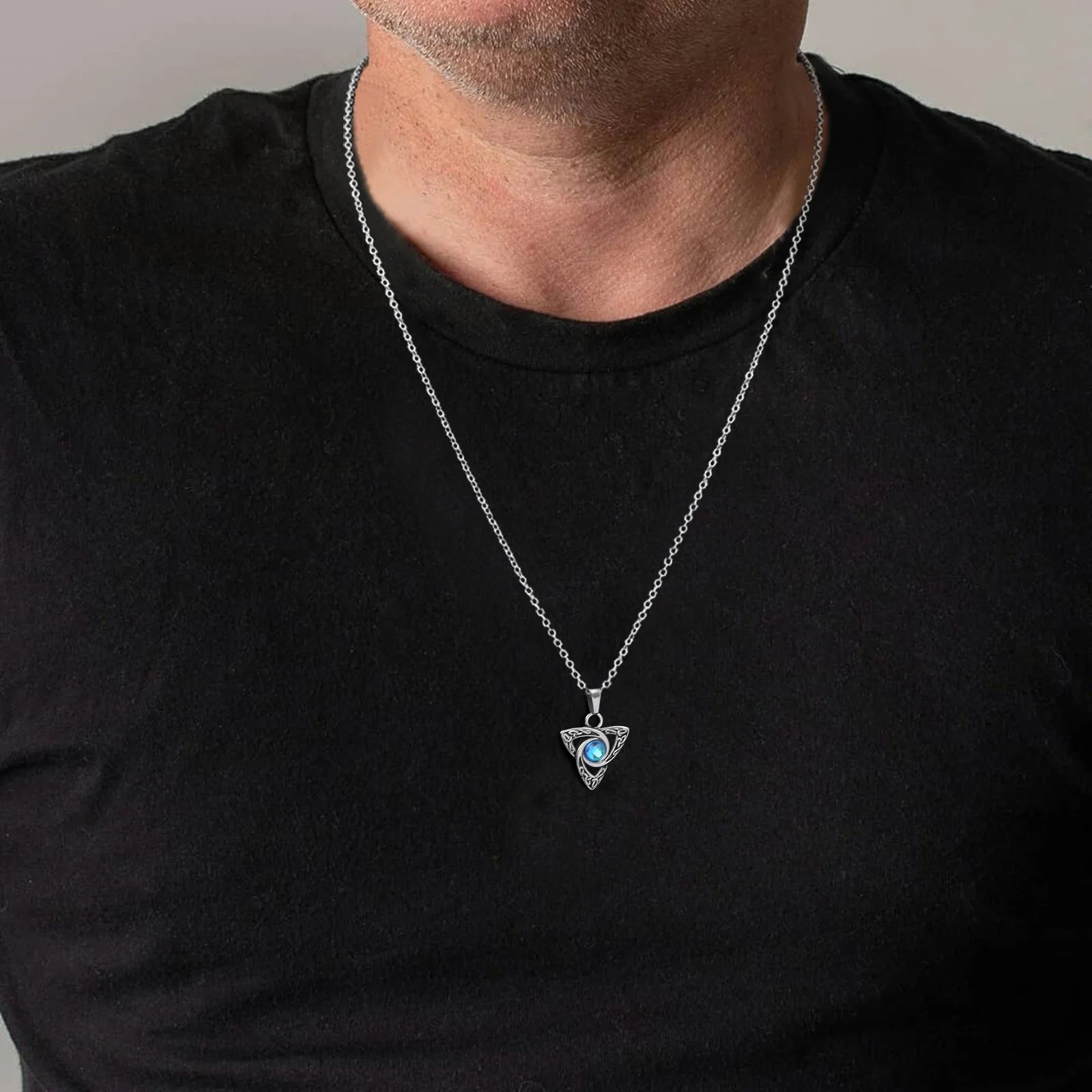 Vnox Vintage Celtic Knot Pendant Moonstone Necklace