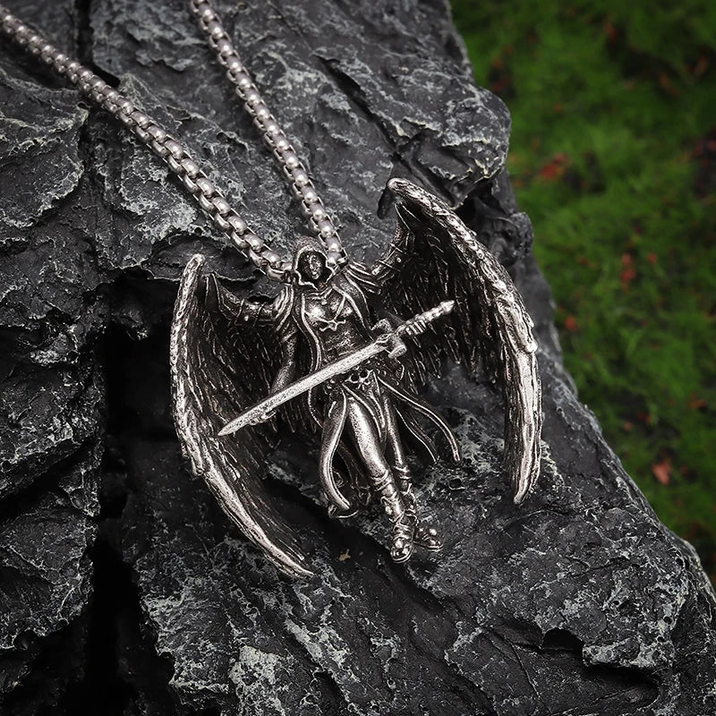 Black Onyx Archangel Protection Pendant For Men By Tinkers