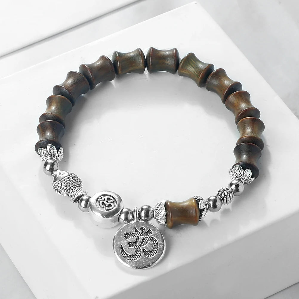 Bambusperlen-OM-Armband von Tinkers – Spirituelles Gleichgewicht