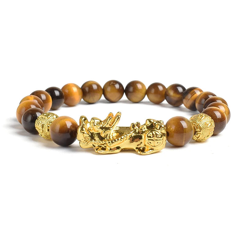 Tinkers Pi Xiu Tiger Eye Beads Bracelet Feng Shui Pixiu Good Luck -
