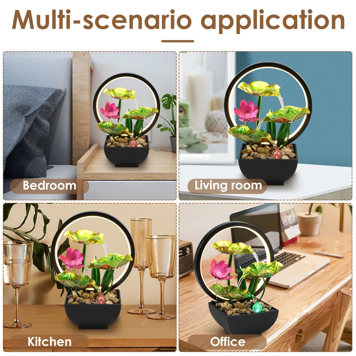 Tinkers Tabletop USB Powered Water Fountain With LED Ring Lights - Home & Garden > Decor > Fountains & Ponds > Fountains & Waterfalls > Fountains