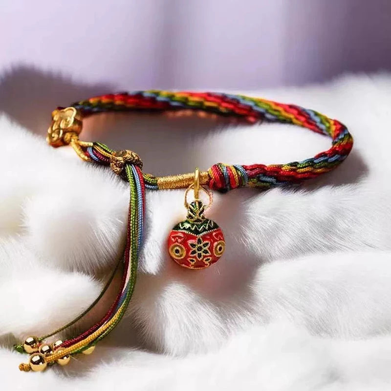 Tibetan Five Wealth Gods Bracelet — Handwoven Colorful Rope
