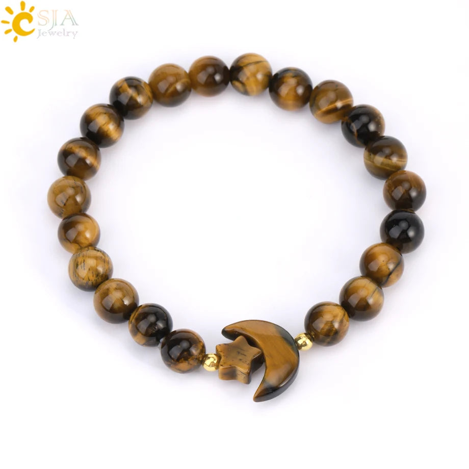 Handcrafted Natural Tiger Eye 7 Chakra Bracelet for Women by Tinkers - Healing Energy and Balance