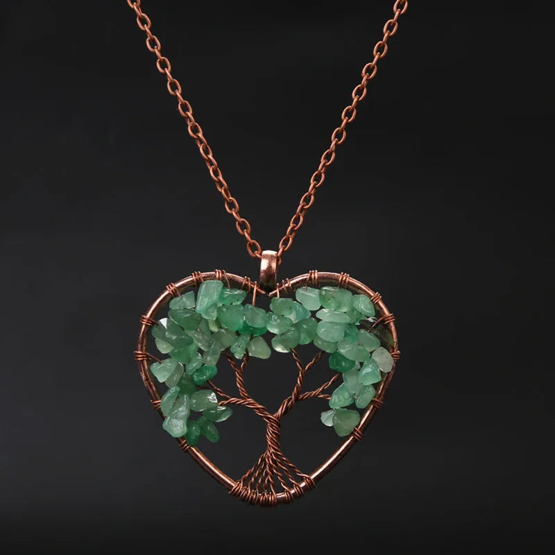 Tree of Life Crystal Necklace — Natural Healing Stone for Women