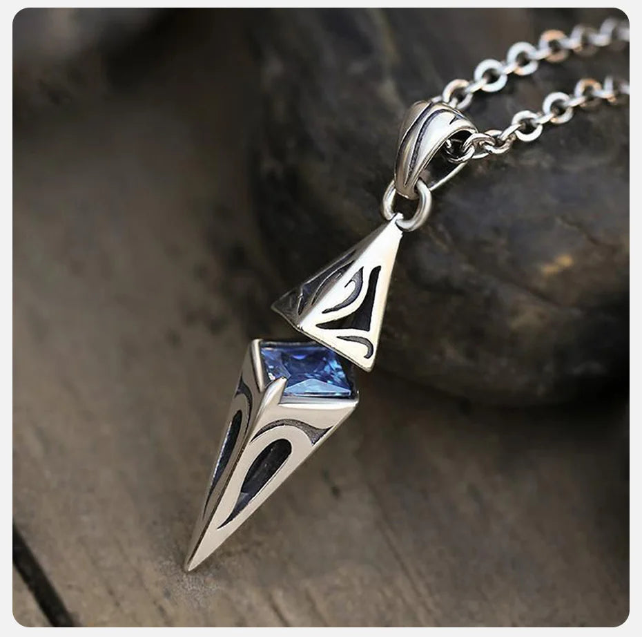 Blue Stone Cube Pendant by Tinkers - Energy and Balance