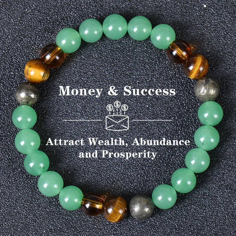 Natural Healing Crystal Bracelet Stone Beads Wealth Luck