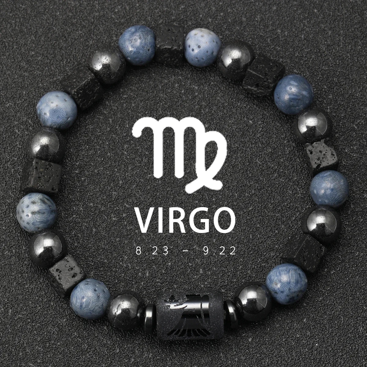 Zodiac Natural Stone Bracelet — All 12 Signs | Blue Coral & Copper