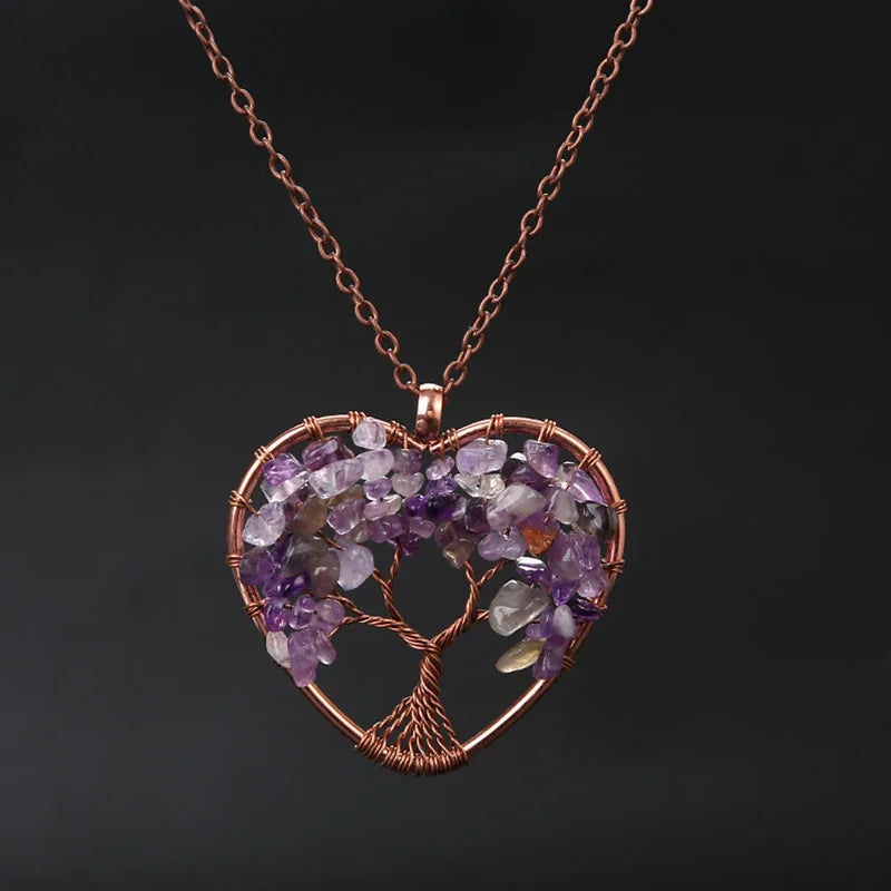 Tree of Life Crystal Necklace — Natural Healing Stone for Women