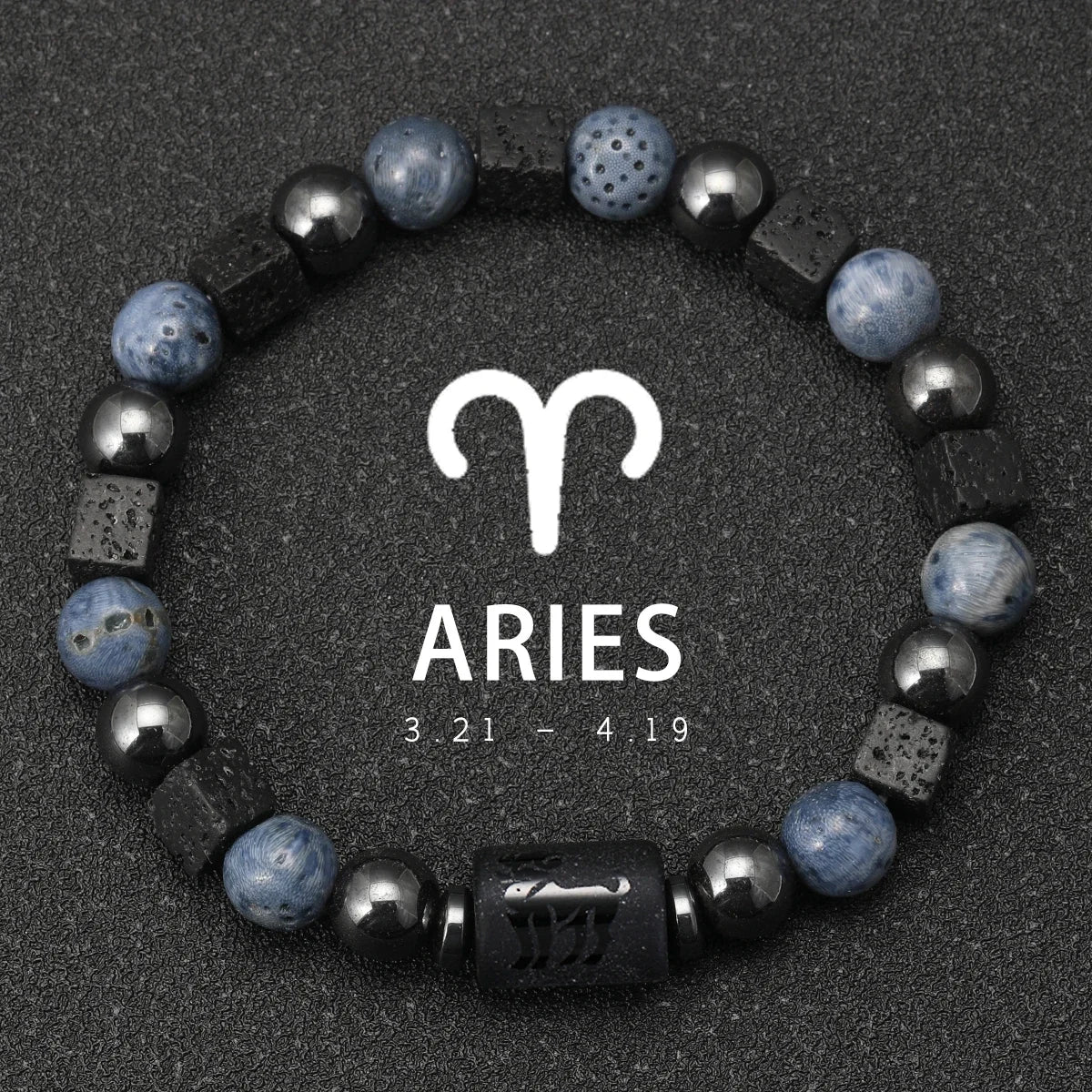 Zodiac Natural Stone Bracelet — All 12 Signs | Blue Coral & Copper