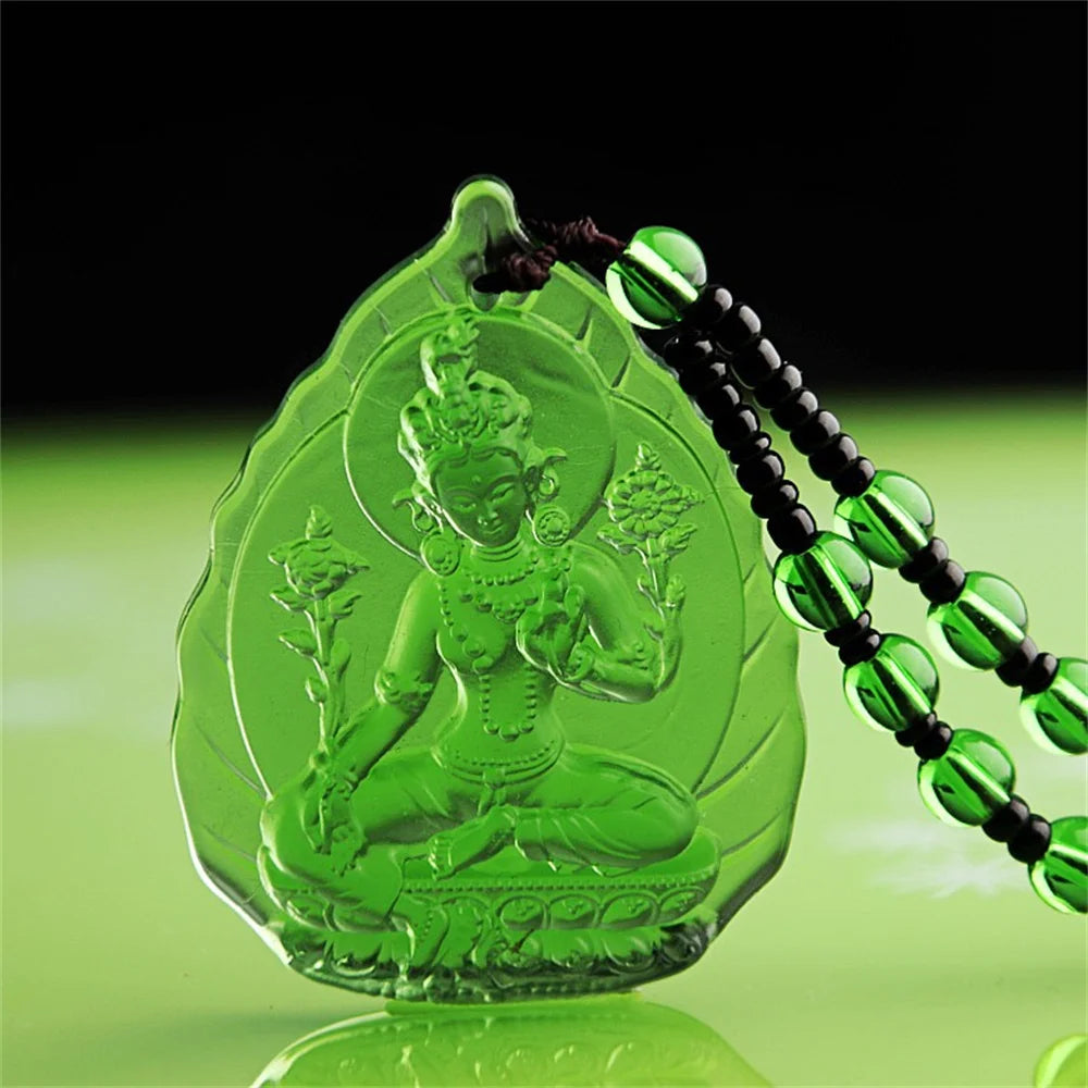 Ice Green Crystal Lotus Pendant By Tinkers - Aura Balance