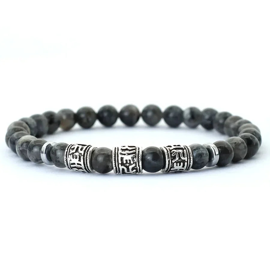 Men’s Stone Bead Mantra Bracelet — Howlite, Lava & Tiger Eye