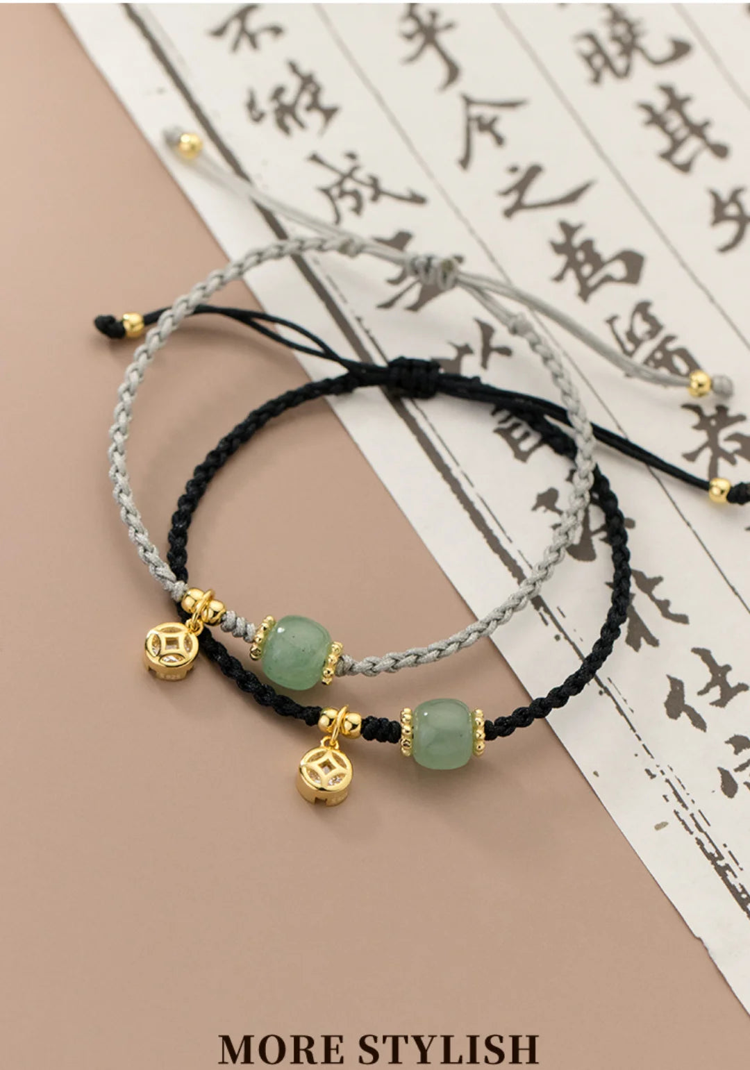 Jade Wohlstand Balance Armband Handarbeit Verstellbar Boho