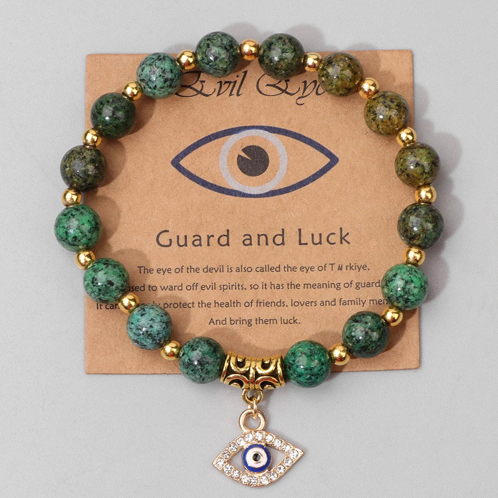 Natural Evil Eye Beads Bracelet Protection Gift For Women