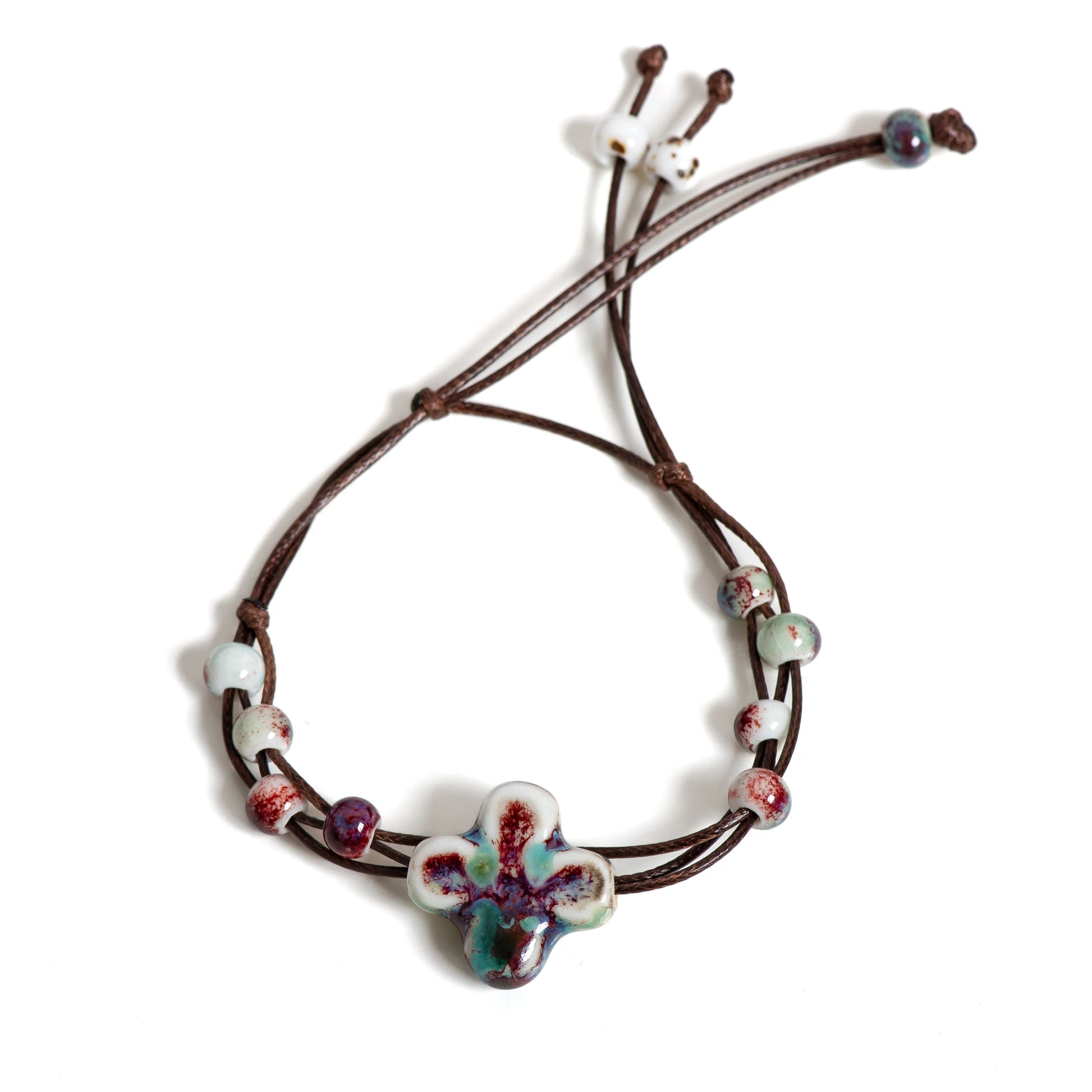 Tinkers Tinkers Ceramic Floral Charm Bracelet Exclusive Boho Style -