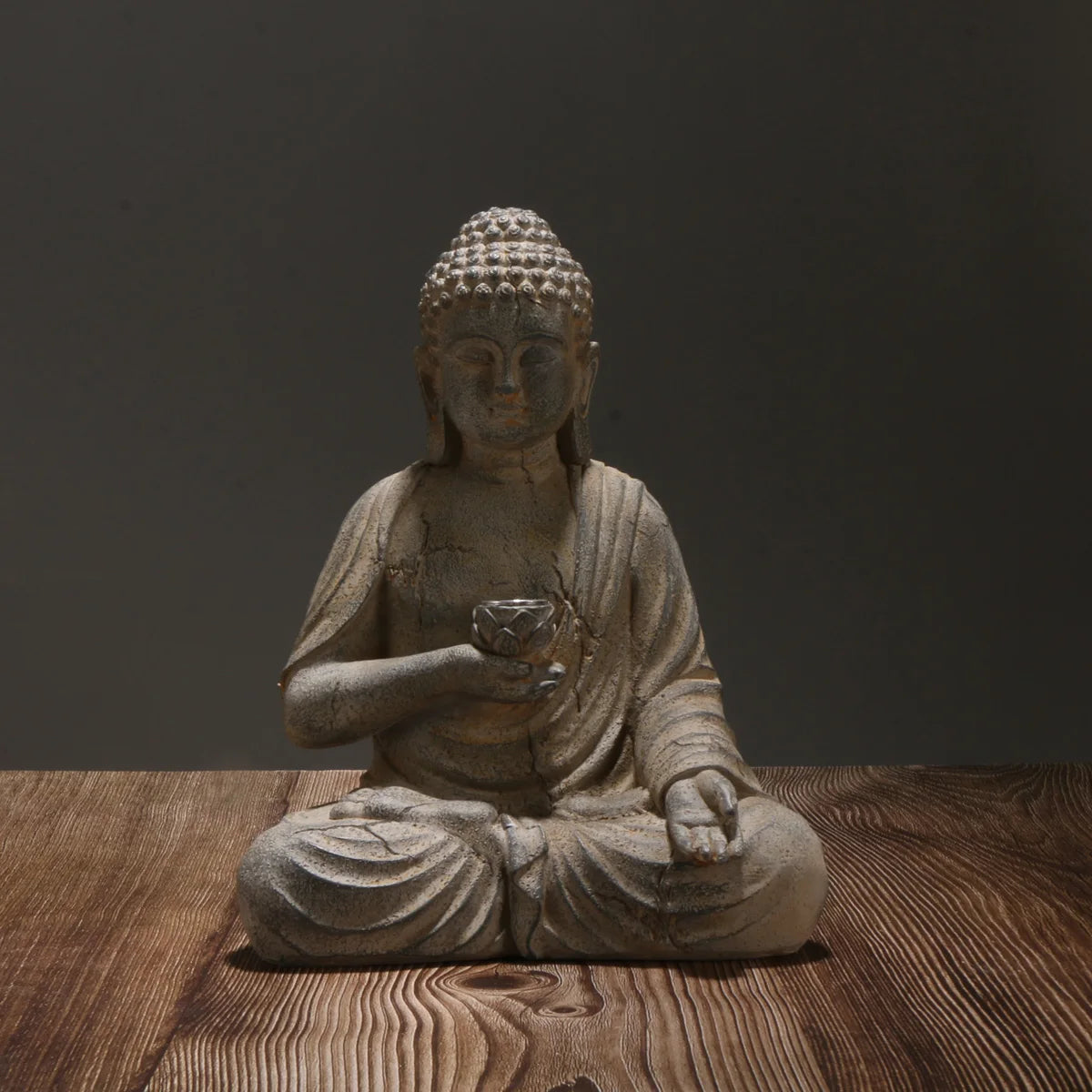 Zen Inspired Solar Buddha Statue With Light Resin Decor