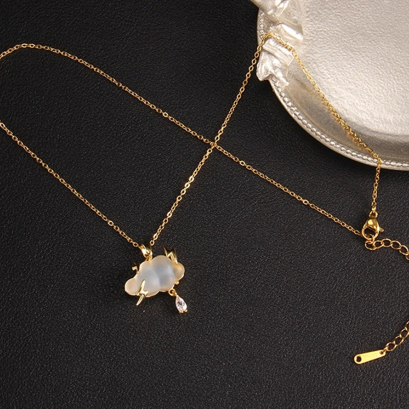 Handcrafted Natural Raindrop Gemstone Necklace for Women's Serenity by Tinkers