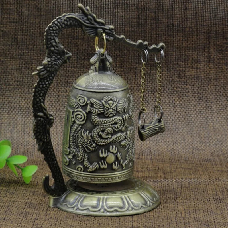 Tinkers Lock Dragon Carved Buddhist Bell Geomantic Meditation Altar - Religious & Ceremonial > Religious Items > Religious Altars