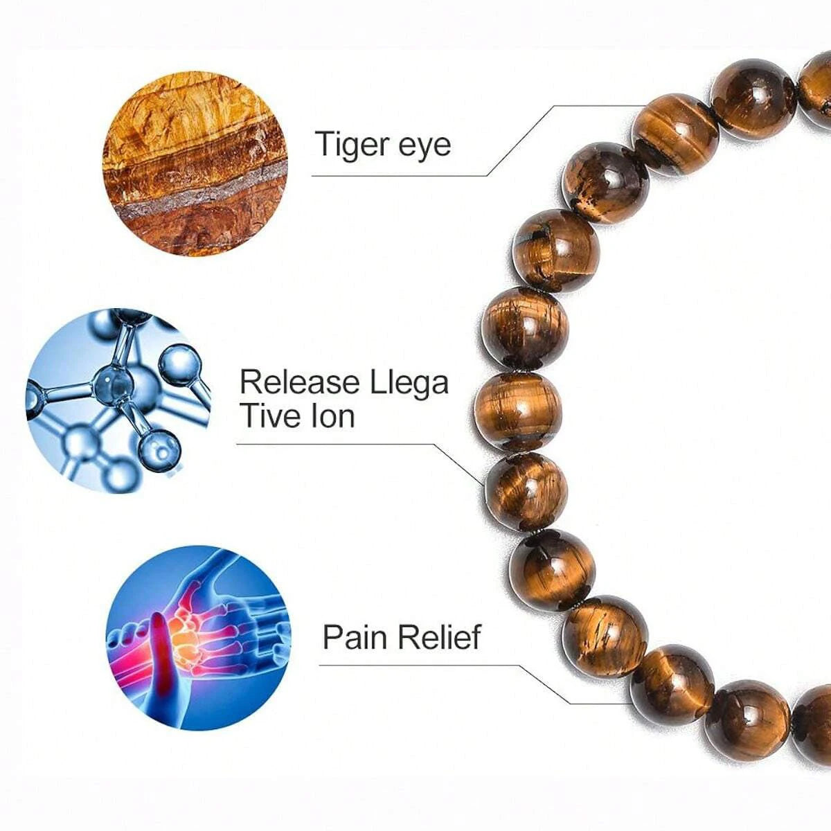 Natural Tiger Eye Lava Bracelet Mens Protection by Tinkers