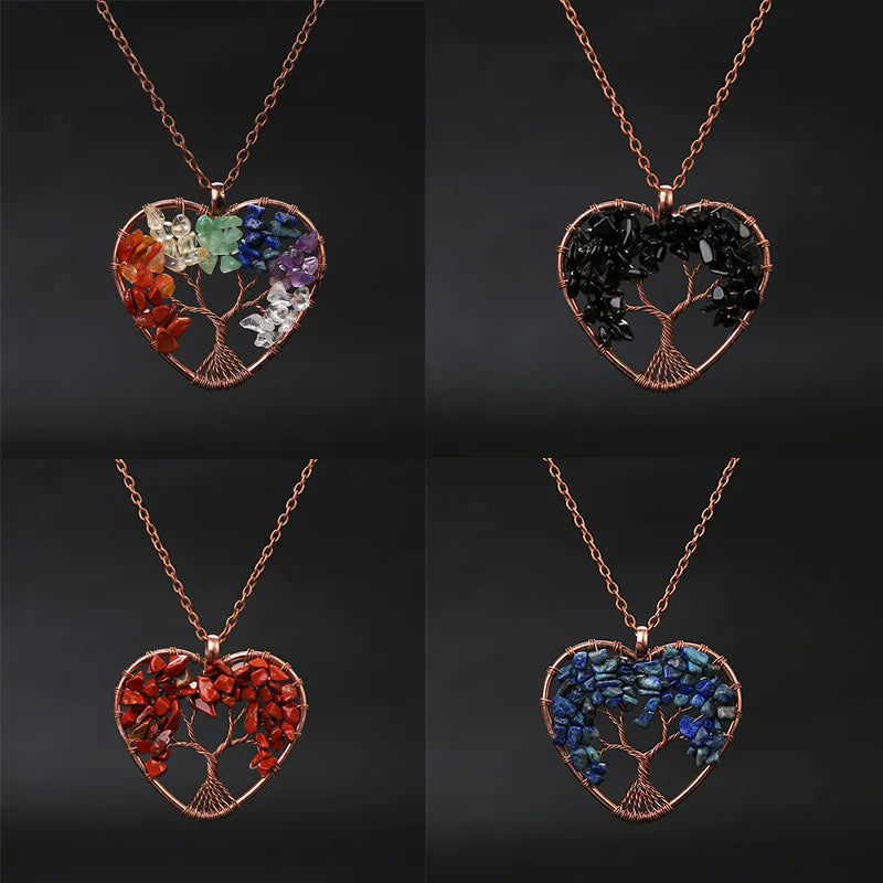 Tree of Life Crystal Necklace — Natural Healing Stone for Women