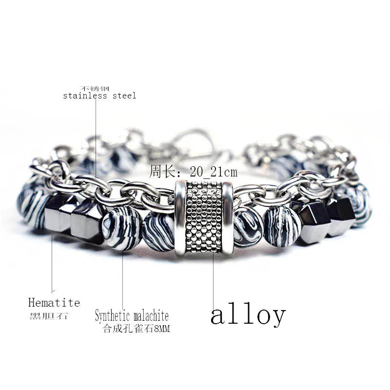 Tinkers Malachite Bracelet For Men Metal Beads Hip Hop Fashion - Uncategorized