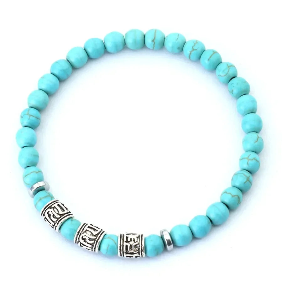 Men’s Stone Bead Mantra Bracelet — Howlite, Lava & Tiger Eye
