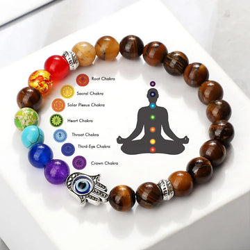 Handcrafted Natural 7 Chakra Tiger Eye Bracelet for Men by Tinkers