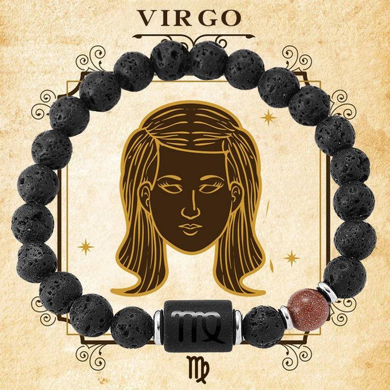 12 Zodiac Signs Natural Gemstone Bracelets For Friendship