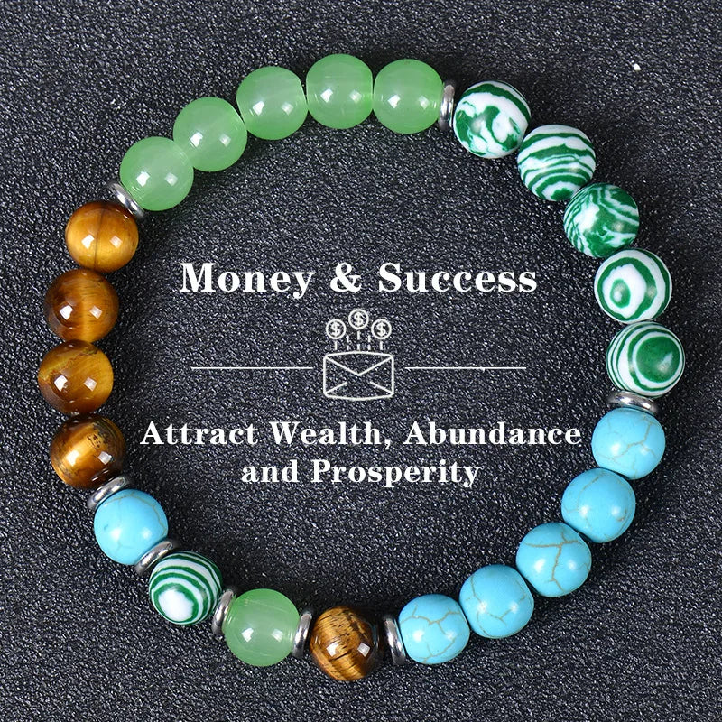Natural Healing Crystal Bracelet Stone Beads Wealth Luck