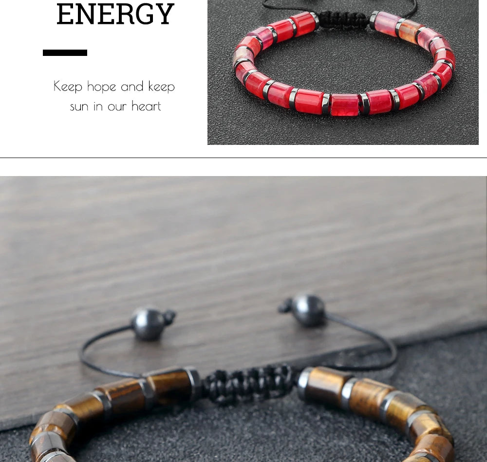 Tinkers Blue Cylinder Braided Bracelet Natural Stone Exclusive -