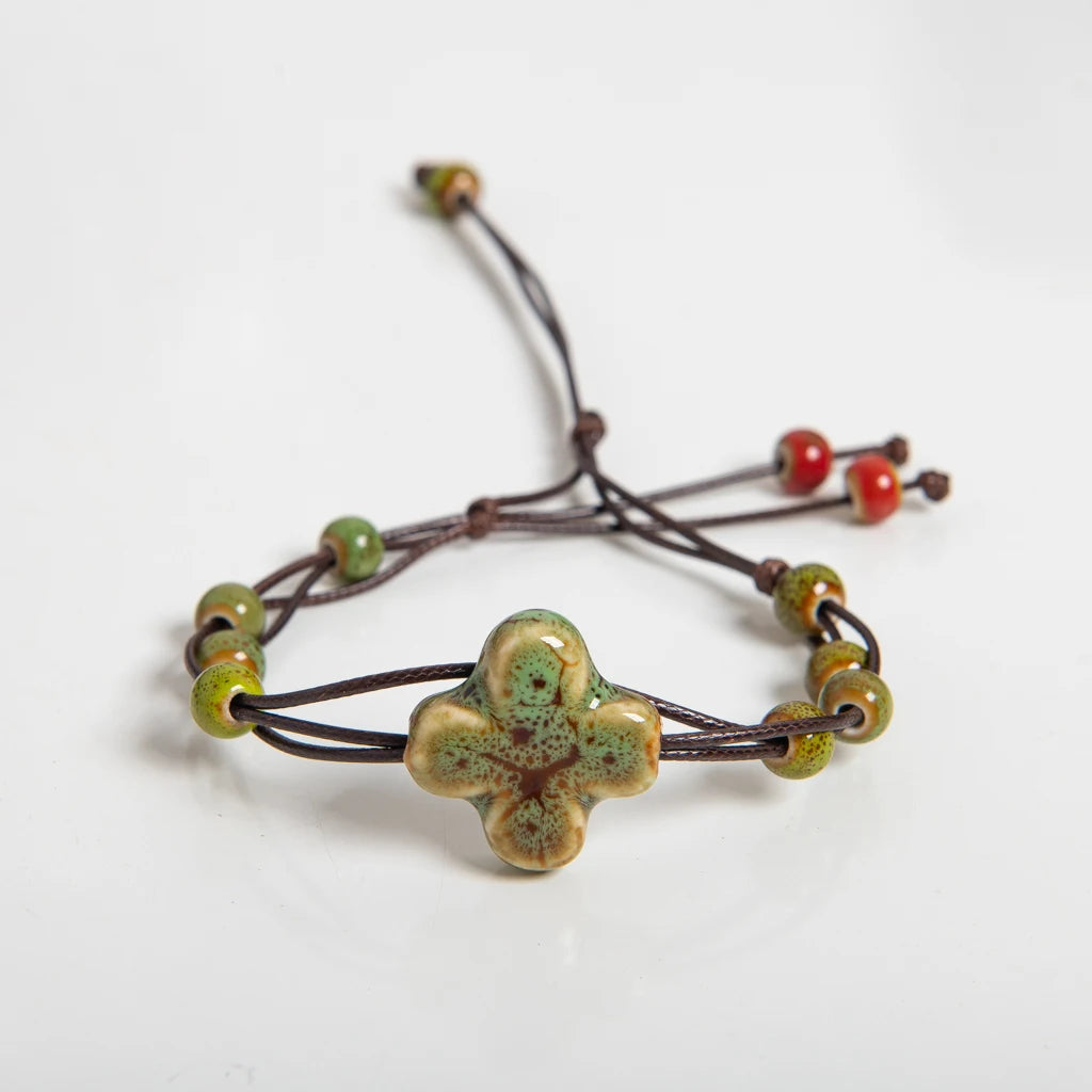 Tinkers Tinkers Ceramic Floral Charm Bracelet Exclusive Boho Style -