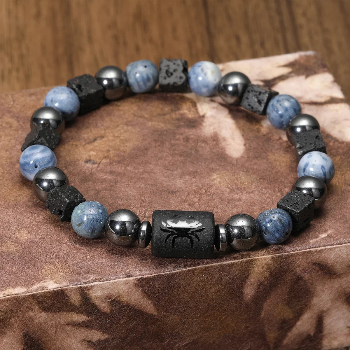 Zodiac Natural Stone Bracelet — All 12 Signs | Blue Coral & Copper