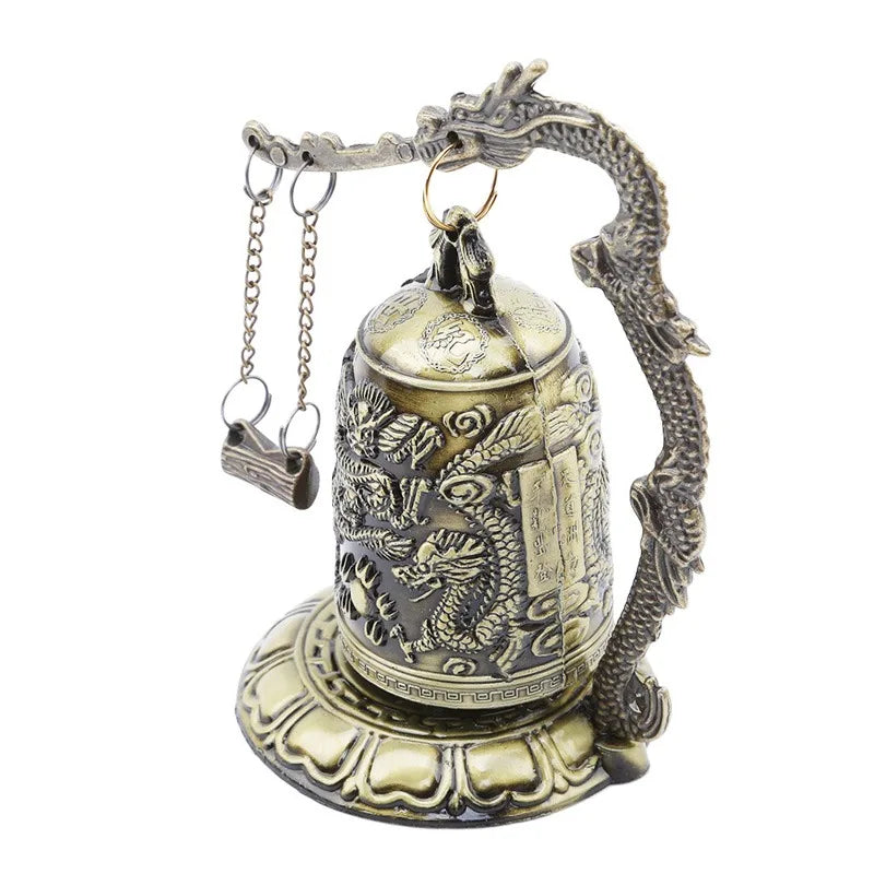 Tinkers Lock Dragon Carved Buddhist Bell Geomantic Meditation Altar - Religious & Ceremonial > Religious Items > Religious Altars