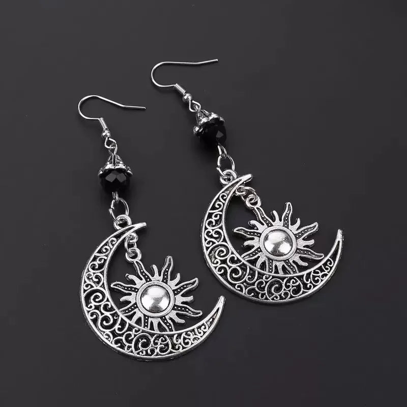 Tinkers Gothic Moon Sun Pentagram Dangle Earrings For Women And Men - Apparel & Accessories > Jewelry > Earrings