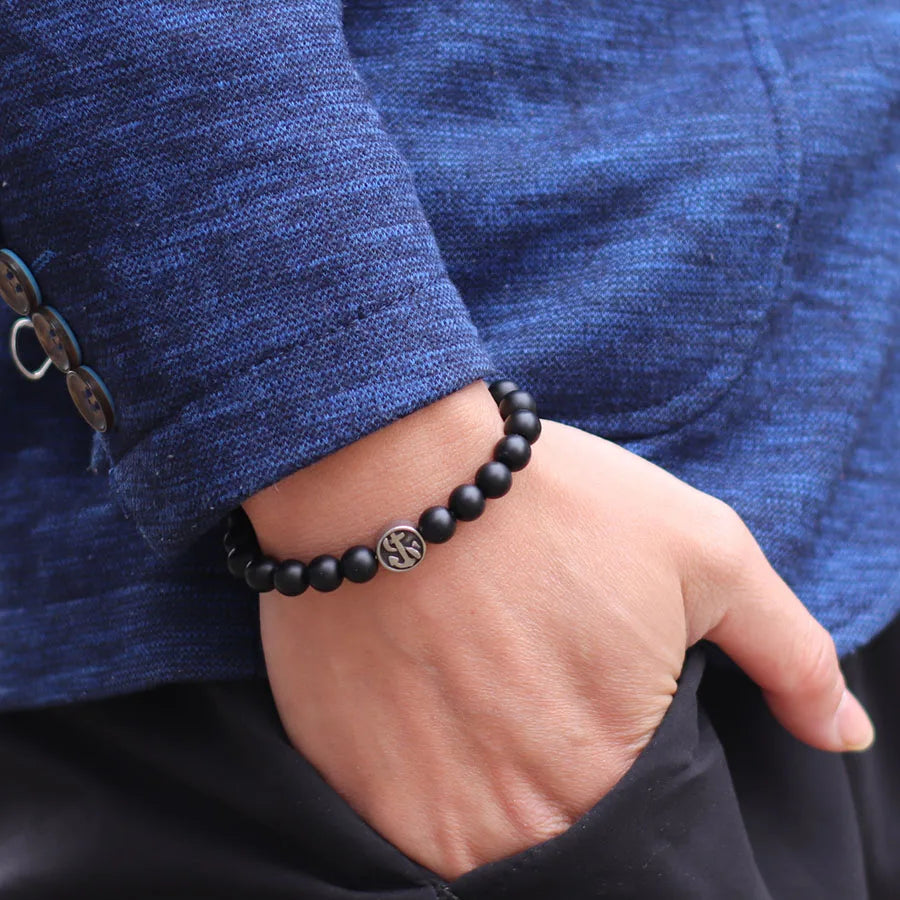 Tinkers Genuine Tiger Eye Beaded Bracelet for Men Viking Compass - Apparel & Accessories > Jewelry > Bracelets