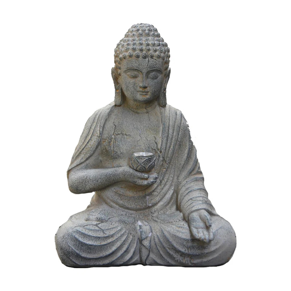 Tinkers Resin Solar Buddha Statue Garden Light Outdoor Front Porch -