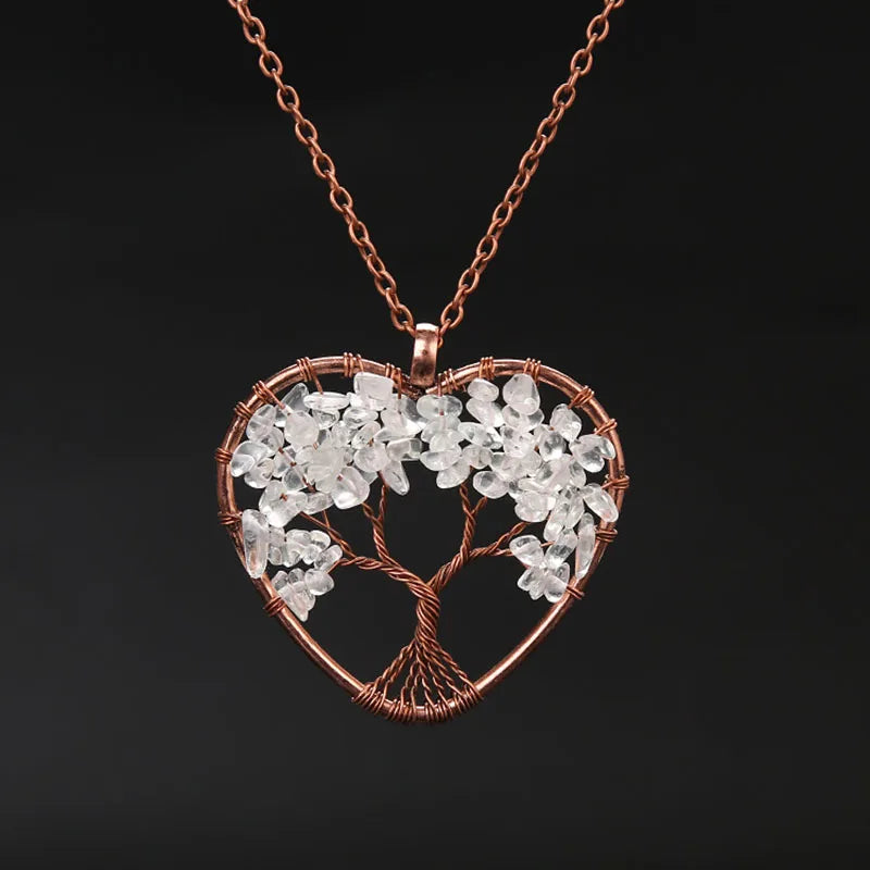 Tree of Life Crystal Necklace — Natural Healing Stone for Women