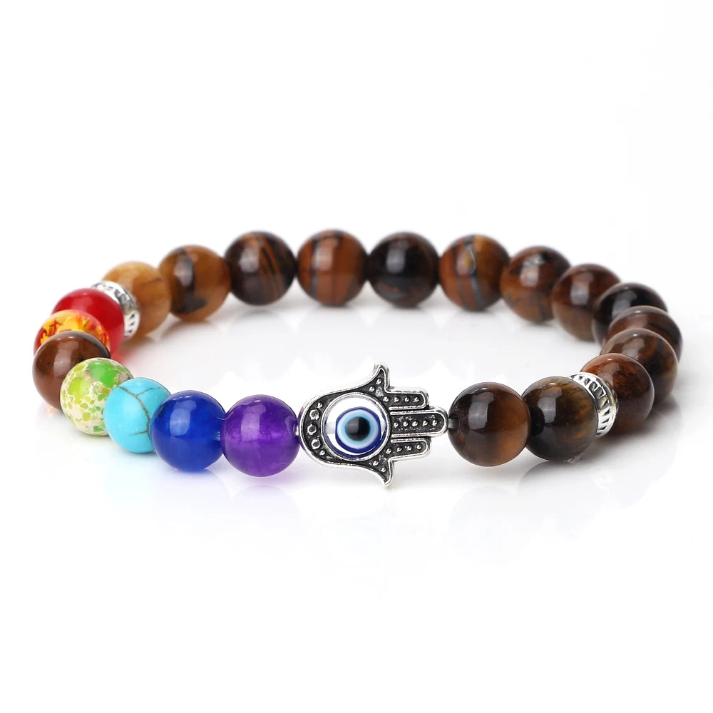 Handcrafted Natural 7 Chakra Tiger Eye Bracelet for Men by Tinkers